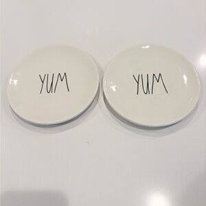 Rae Dunn “YUM” Dessert Plates Set of 2 Artisan Collection Magenta snack plate